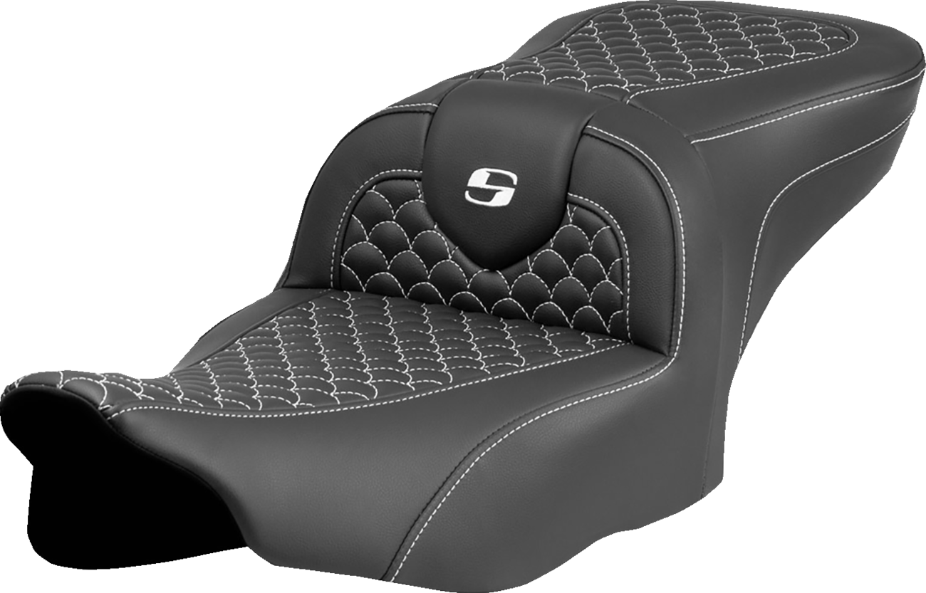 Dragon Scale Stitch RoadSofa™ Seat - Roadsofa™ Seat - Dragon Scale Stitch - White Stitch - w/o Backrest - FLTR/FLHX '23-'24 [0801-2068]