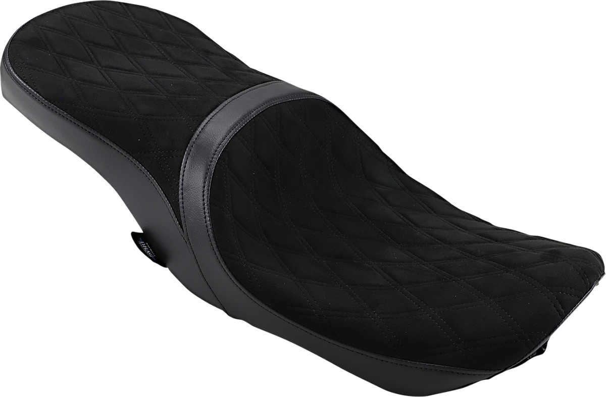Low Profile Touring Seat - Low Touring Seat - Vinyl/Faux Suede - Diamond - Ness Winged Tanks - FL '08-'23 [0801-1078]