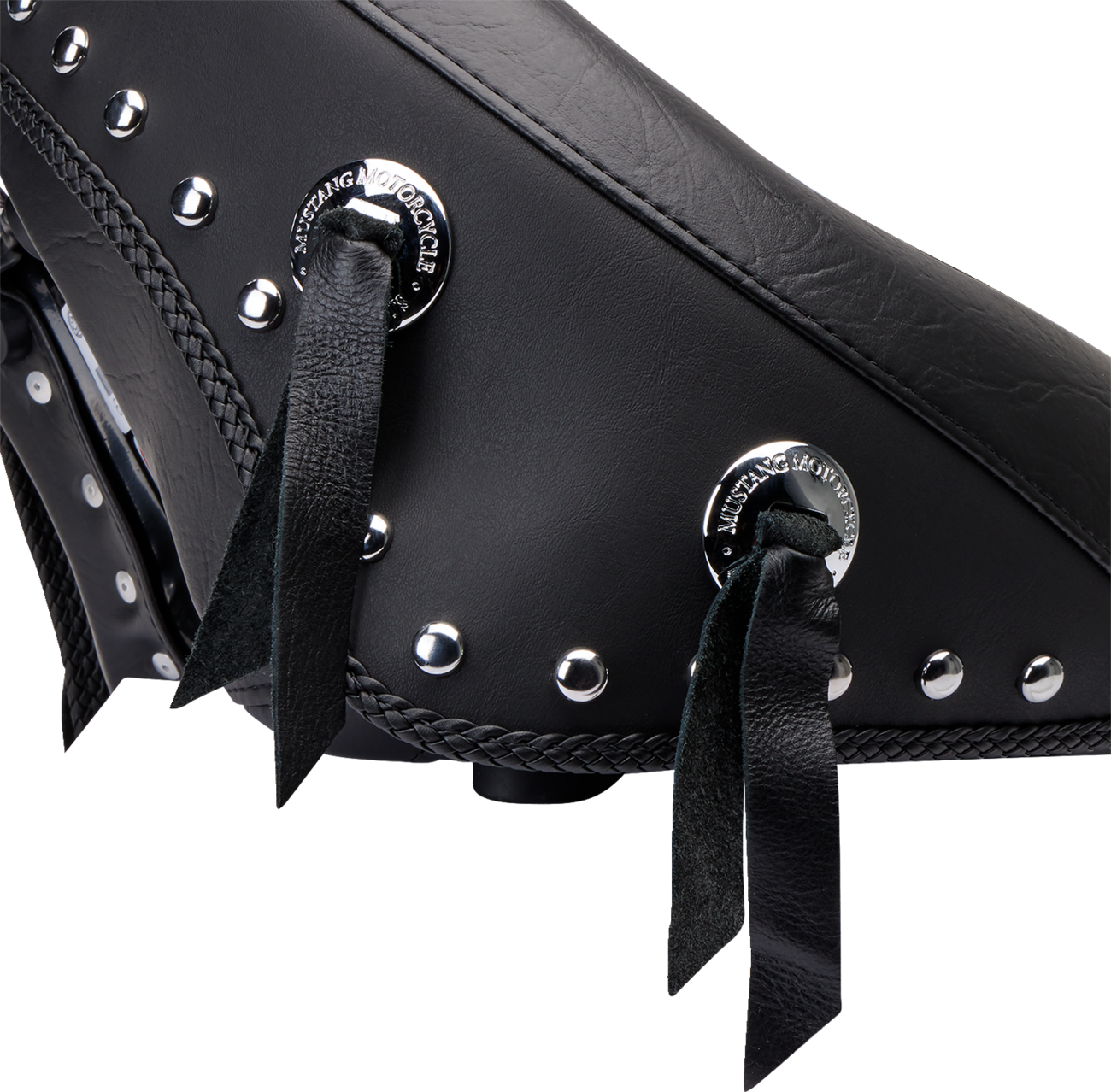 Wide Solo Seat with Removable Backrest - Wide Solo Seat - With Backrest - Black - Studded w/ Concho - FLST '00-'15 [0802-0491] - Image 3