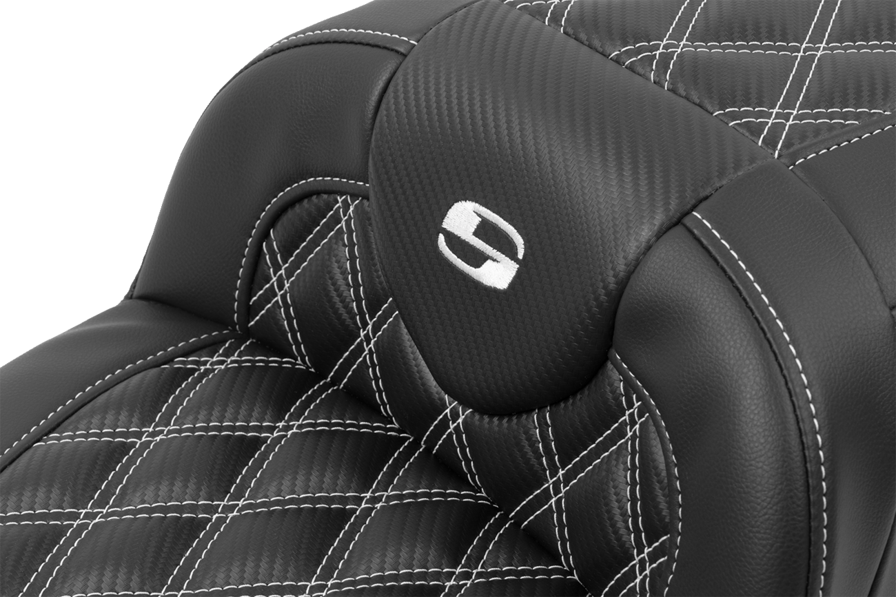 Roadsofa™ Extended Reach Seat - with Backrest - Lattice Stitch - White Stitch - FLTR/FLHX '23-'24 [0801-1808] - Image 5