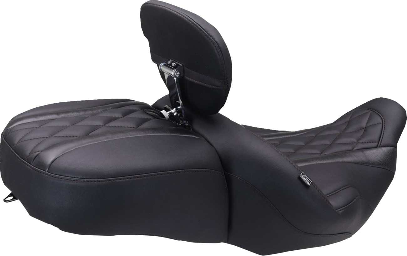 Deluxe Touring Seat - Deluxe One-Piece, 2-Up Seat - Diamond - Black Stitch - FLT/FLH '23-'25 [0801-2127] - Image 4