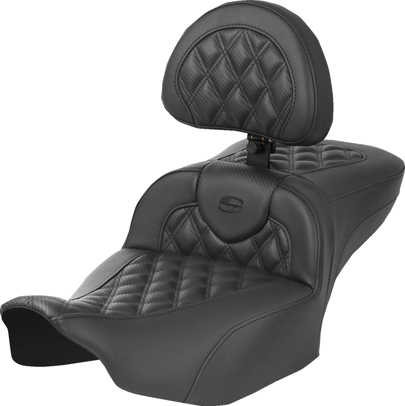 Roadsofa™ Extended Reach Heated Seat - Heated RoadSofa™ Seat - Exended Reach - Lattice Stitch - w/ Backrest - FLT/FLH ’23-‘24 [0801-2045]