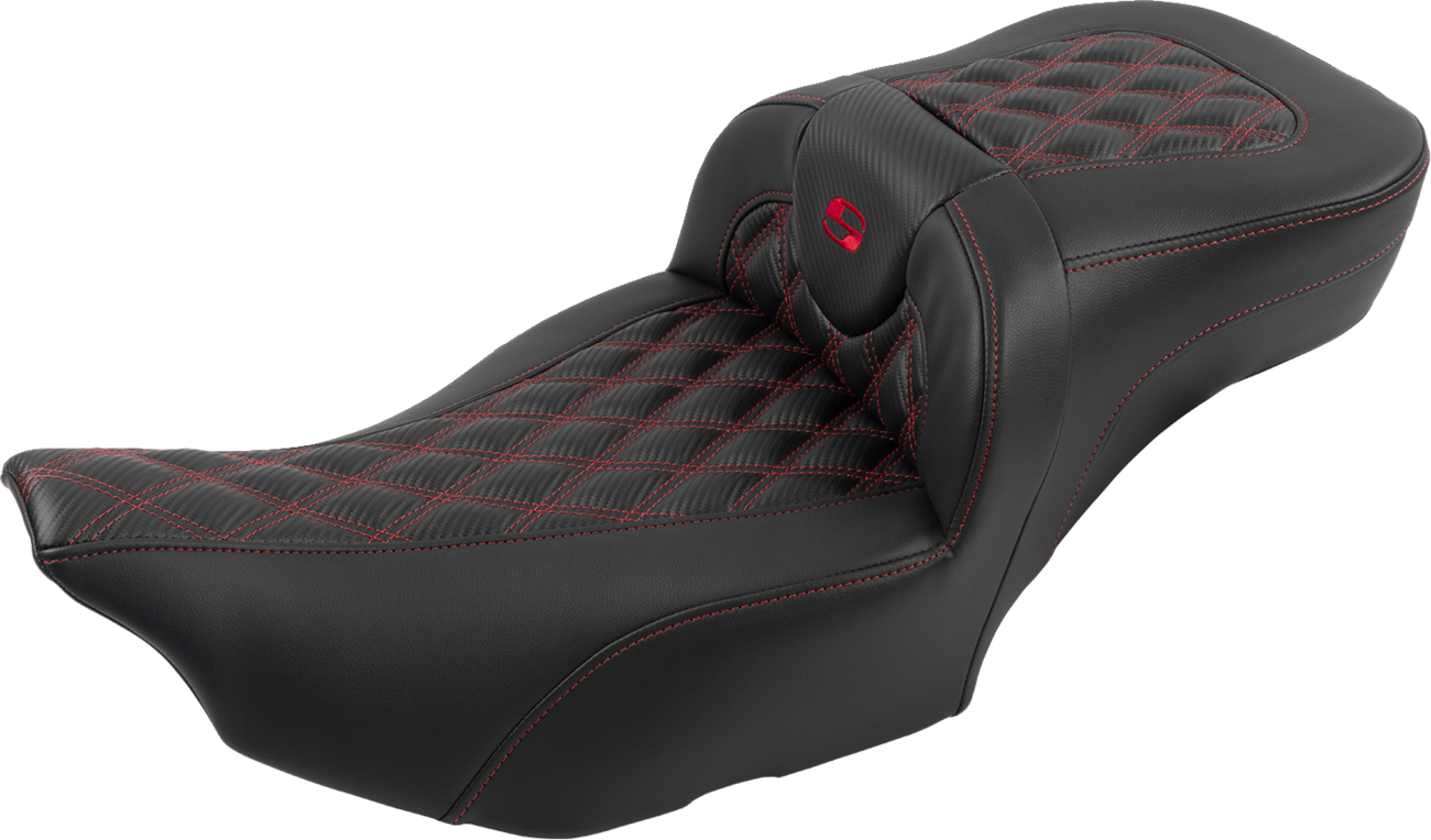 Roadsofa™ Extended Reach Seat - with Backrest - Lattice Stitch - Red Stitch - FLTR/FLHX '23-'24 [0801-1805] - Image 3