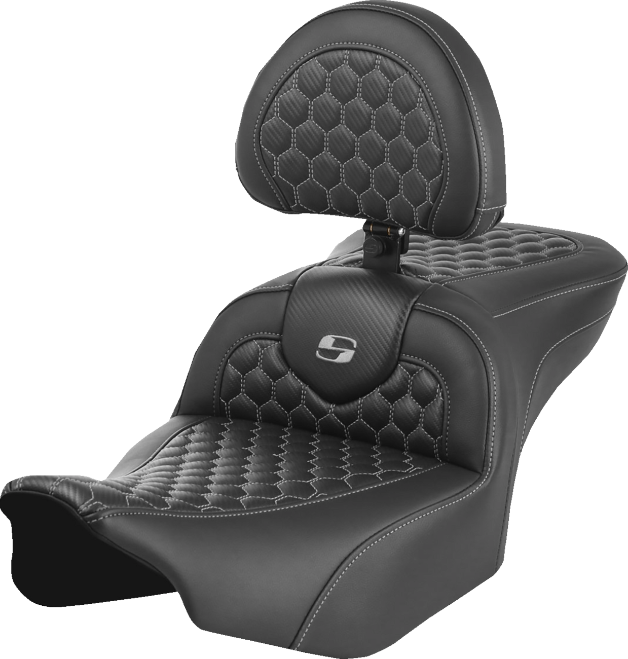 Honeycomb Roadsofa™ Seat - Roadsofa™ Seat - with Backrest - Honeycomb - Gray Stitch - FLTR/FLHX '23-'24 [0801-1750]