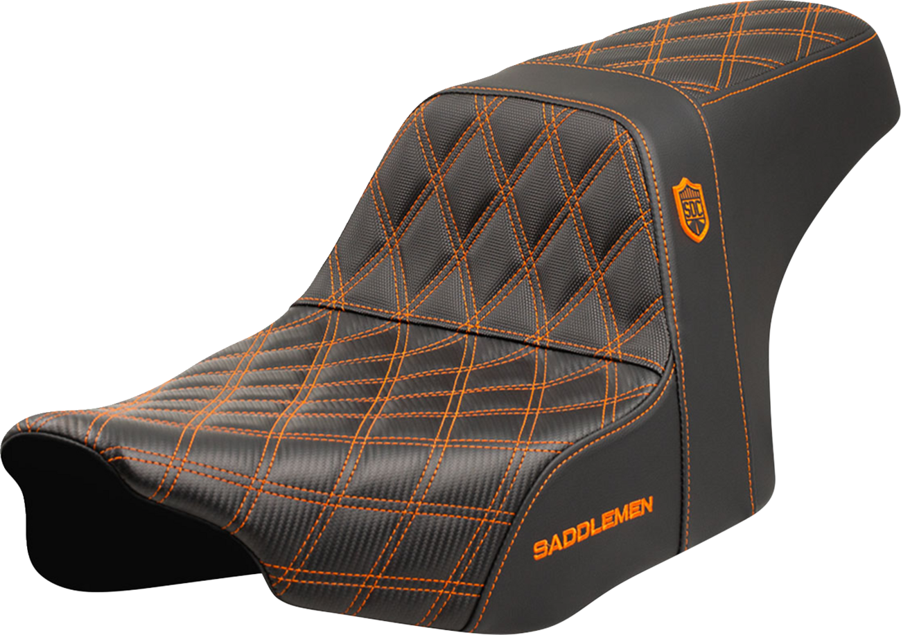 Pro Series SDC Performance Grip Seat - Pro Series SDC Performance Seat - Orange Stitching - w/o Backrest - FLT/FLH '23-'24 [0801-2002]