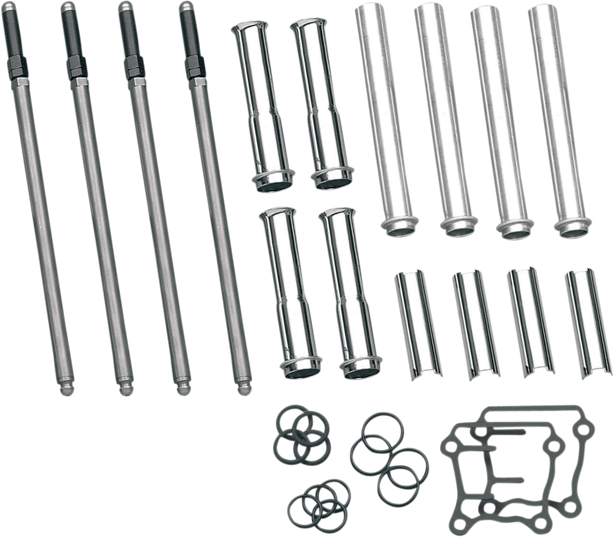 Adjustable Pushrod Cover Kit with Chrome Covers - Adjustable Pushrod Kit - Chrome Covers - Twin Cam '99-'17 [0928-0017]