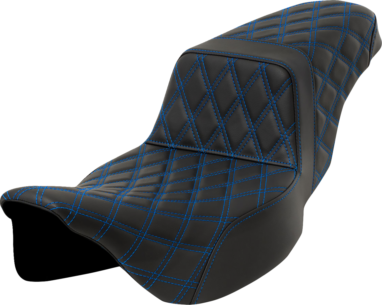 Lattice Stitch Step-Up Seat - Step-Up Seat - Lattice Stitch - Blue Stitch - Extended Reach - FLH/FLT '08-'23 [0801-1599]