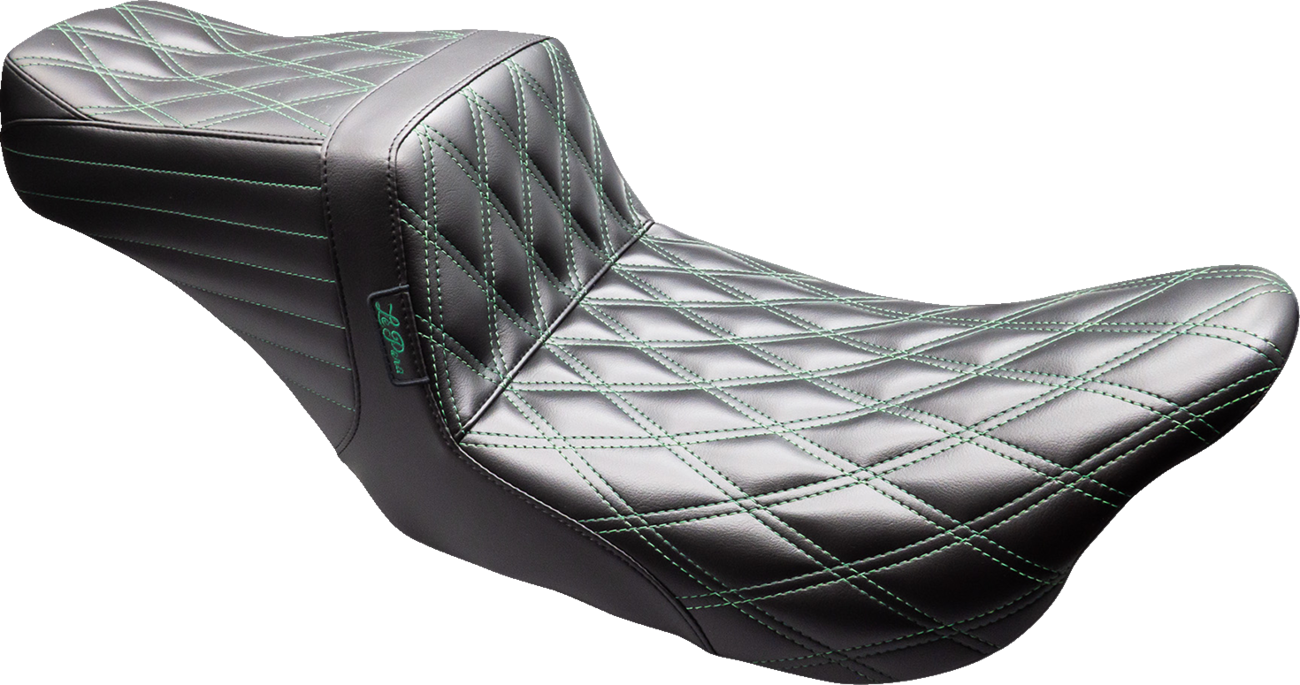 Tailwhip Seat - Black - Double Diamond - Green Stitch - FLT/FLH '08-'23 [0801-2175]