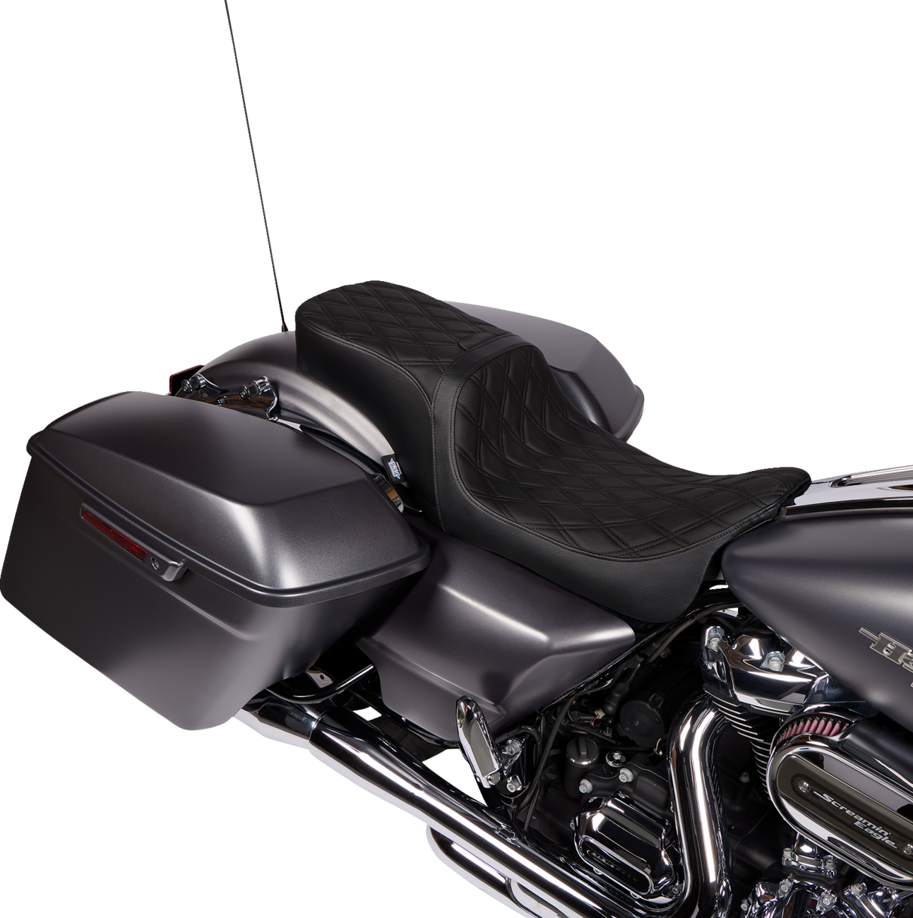 Performance Predator 2-Up Seat - Predator 2-Up Seat - Vinyl - Double Diamond - w/o Backrest - FLH/FLTR '08-'23 [0801-1500] - Image 3