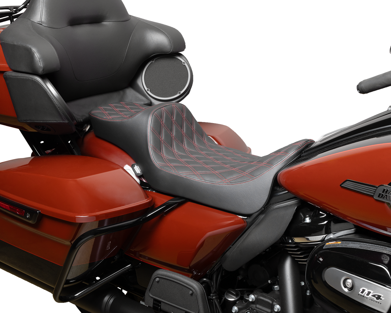 Extended Reach Predator III Seat - Predator III Seat - Extended Reach - Double Diamnd - Red Stitching - FLH/FLT '08-'24 [0801-1925] - Image 3