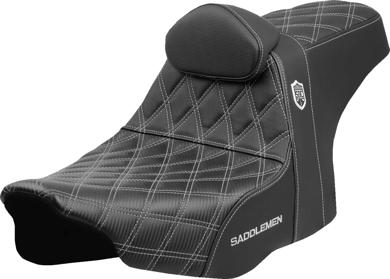 Pro Series SDC Performance Grip Seat - Pro Series SDC Performance Seat - Silver Stitching - w/ Backrest - FLT/FLH '23-'25 [0801-2011]
