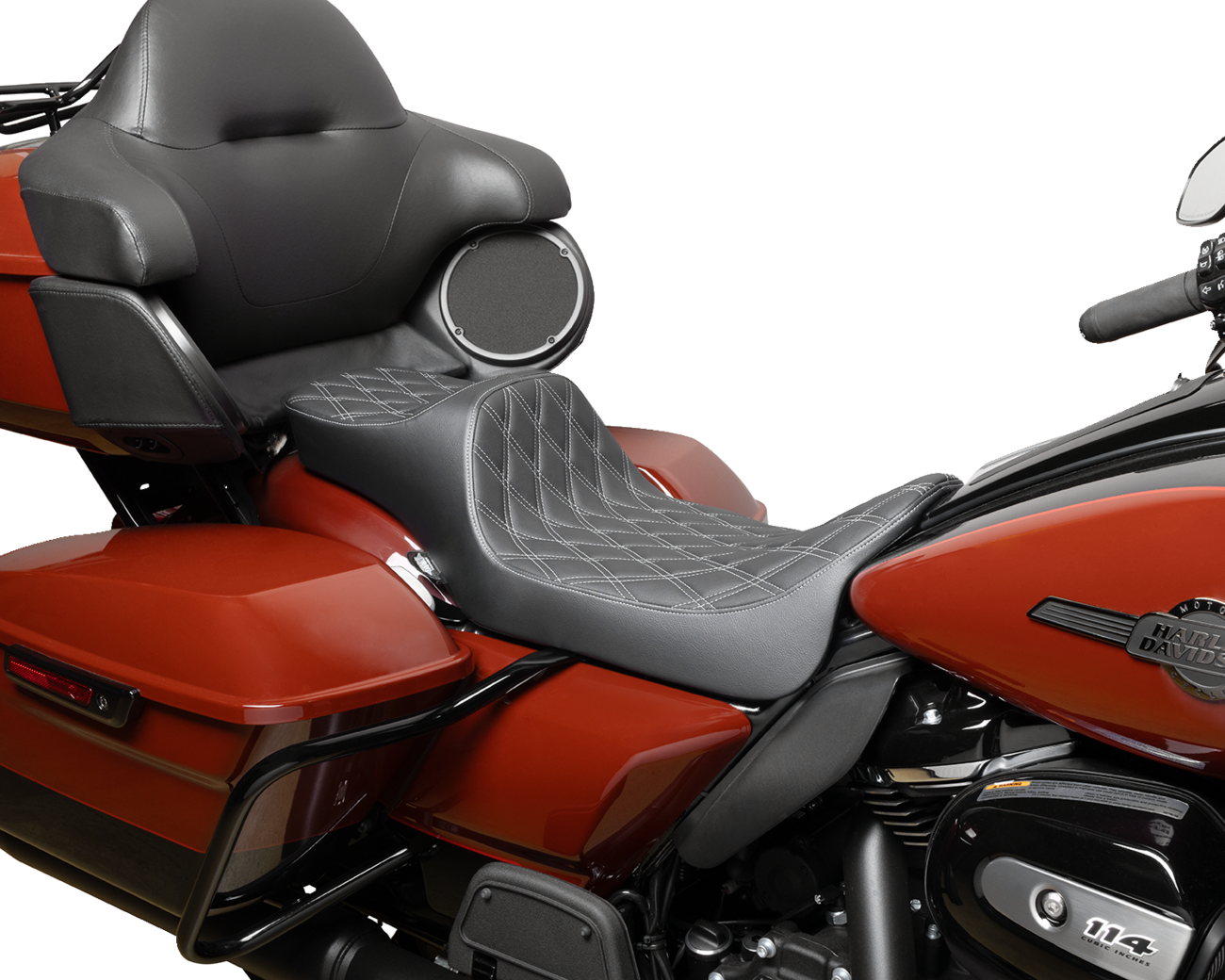 Extended Reach Predator III Seat - Predator III Seat - Extended Reach - Double Diamnd - Silver Stitching - FLH/FLT '08-'24 [0801-1924] - Image 2