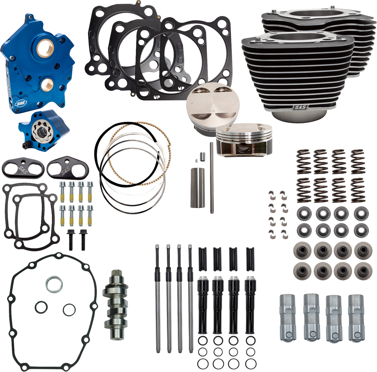 124" Power Package - Power Pack - Oil Cooled - 550C - Wrinkle Black w/Highlight - Black Pushrod Tubes - M8 [0904-0136]