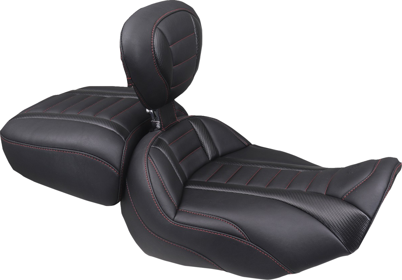 Deluxe Touring Solo Seat - w/ Backrest - Dark Cherry Stitch - FLT/FLH '23-'25 [0801-2160]