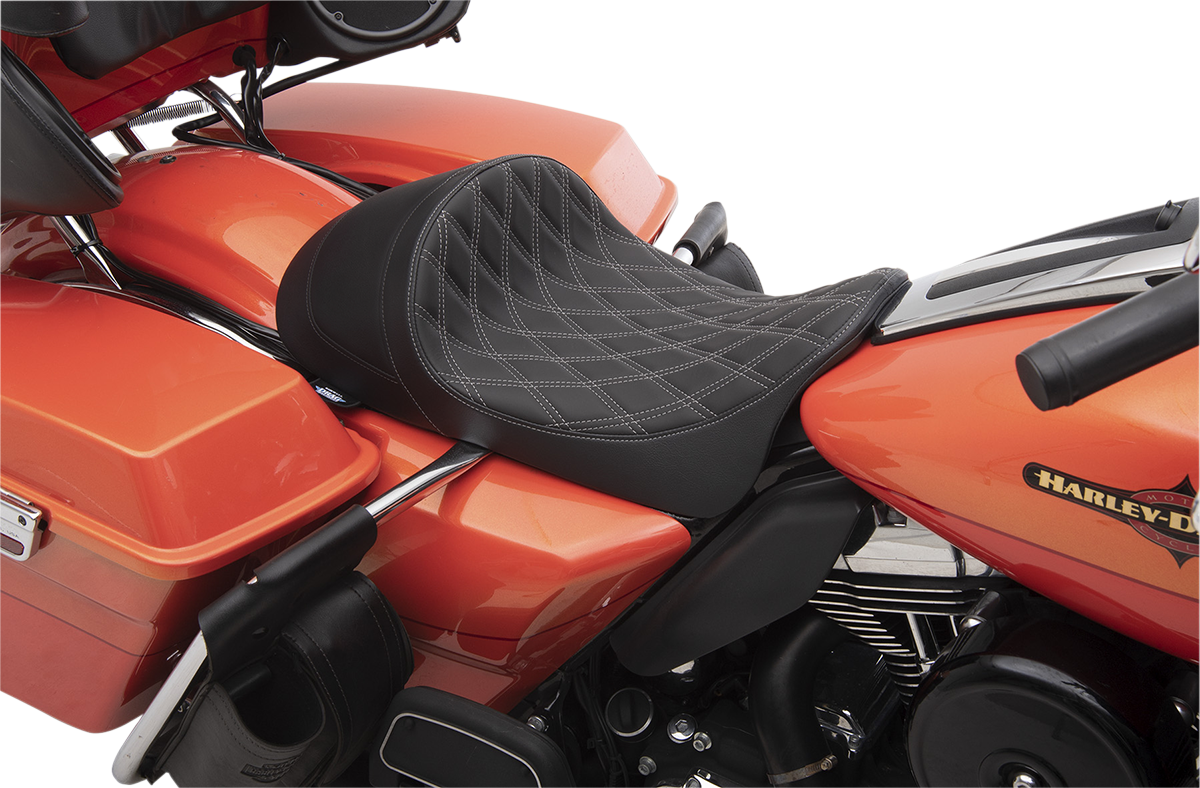 EZ-ON Mount Forward Low Solo Seat - Forward Low Solo Seat - Diamond - Silver Stitched - FL '08-'23 [0801-1253] - Image 3