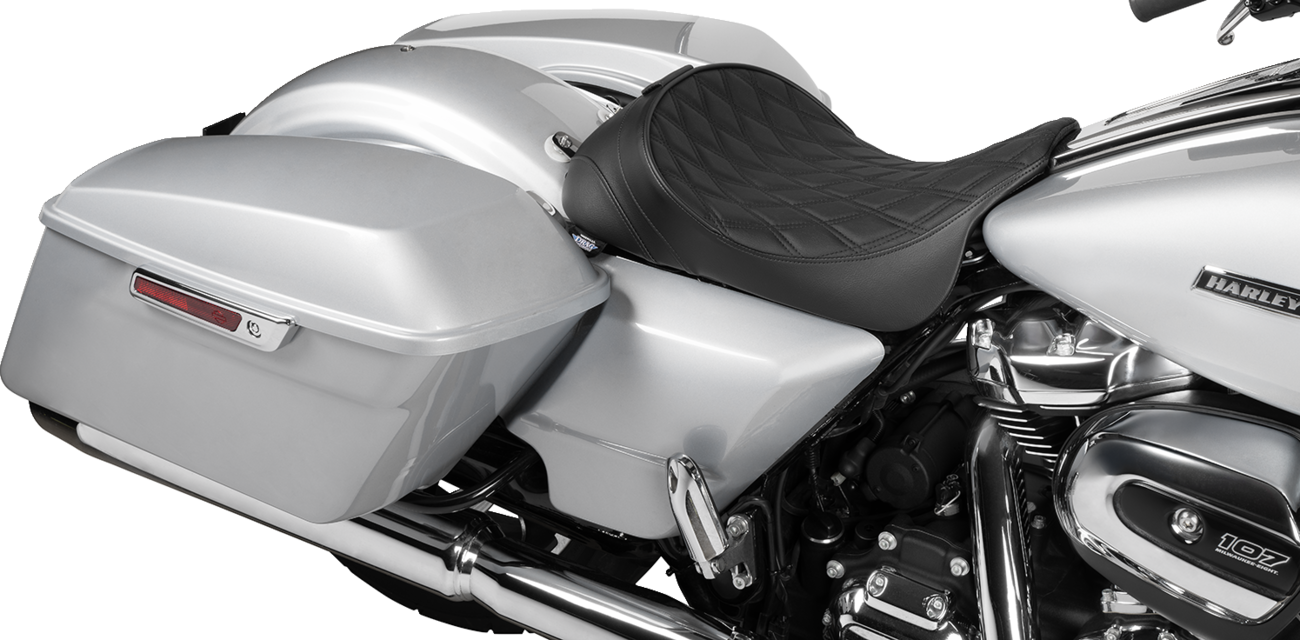 Solo Front Seat with Backrest Option - Solo Front Seat - Double Diamond - Black Stitch - w/ Backrest Option - FL '08-'23 [0801-1955] - Image 3