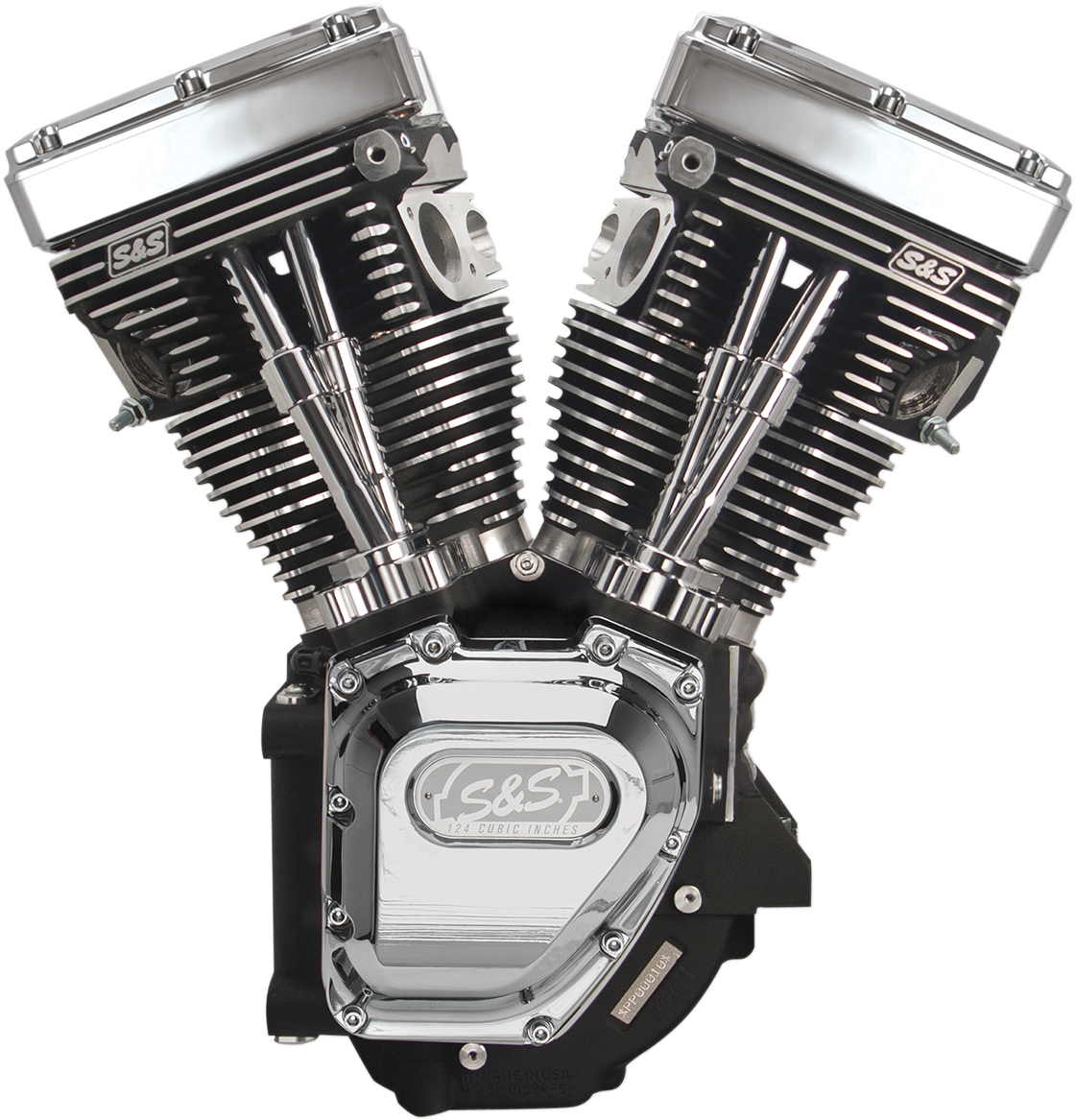 T124 High Compression Long Block Engine - T124 Long Block Engine - Wrinkle Black with Chrome - Touring | Dyna [0901-0232]