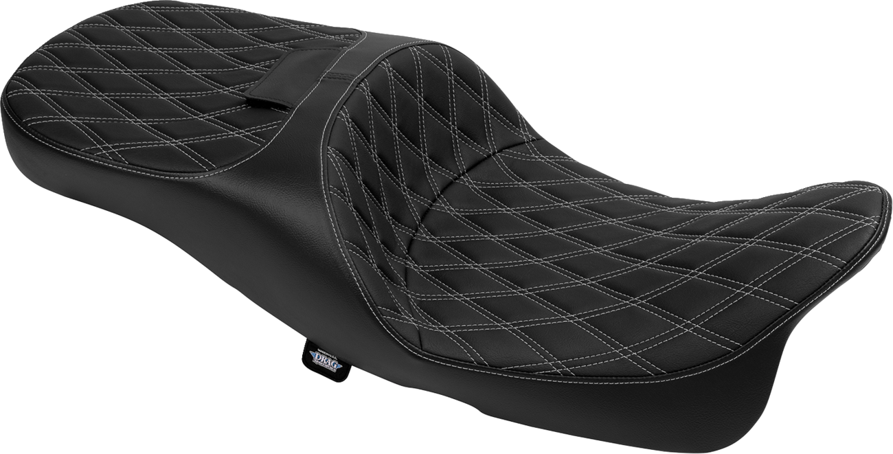 Extended Reach Freedom Touring Seats - Extended Reach Freedom Seat - Vinyl - Double Diamond - Silver Stitch - FLT/FLH '09-'25 [0801-1981]