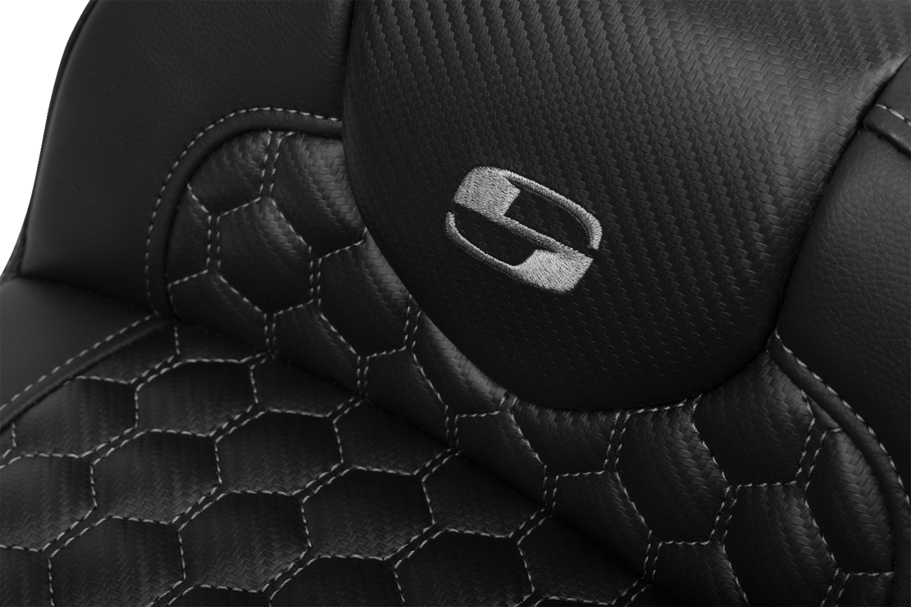 Roadsofa™ Extended Reach Seat - with Backrest - Honeycomb - Dark Gray Stitch - FLTR/FLHX '23-'24 [0801-1764] - Image 5