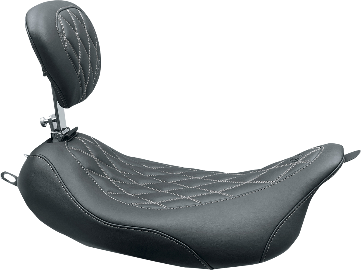 Wide Tripper™ Solo Seat With Removable Driver Backrest - Wide Tripper™ Solo Seat - w/ Drivers Backrest - Black w/ Gun Metal Stitching - FL '08-'25 [0801-1379]