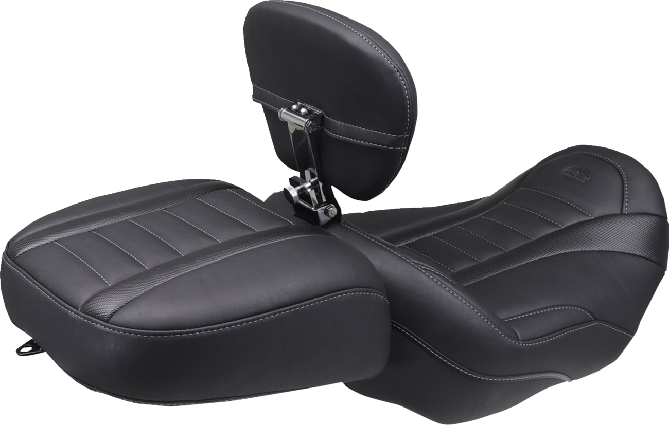 Deluxe Touring Solo Seat - w/ Backrest - Gunmetal Stitch - FLT/FLH '23-'25 [0801-1674] - Image 2