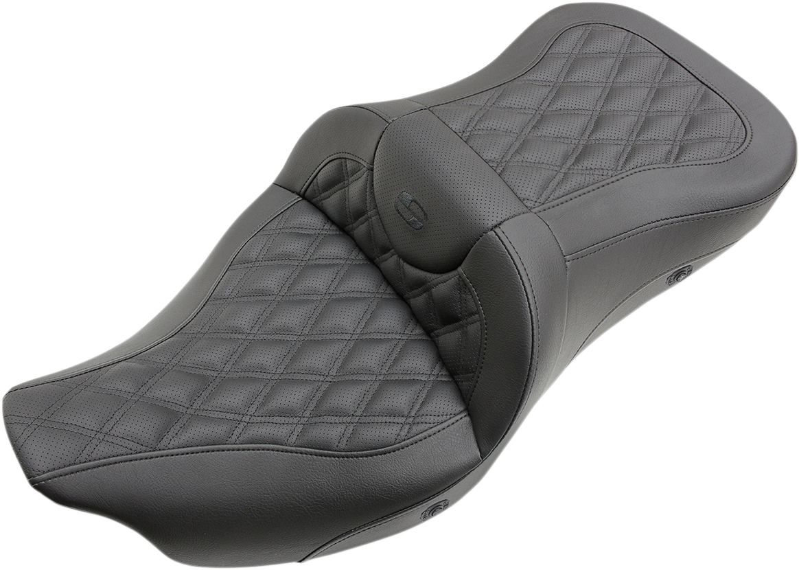 Roadsofa™ Trike Seat - Roadsofa™ Seat - Heated - Full Lattice Stitch - without Backrest - Black - FL '09-'24 [0801-1208]