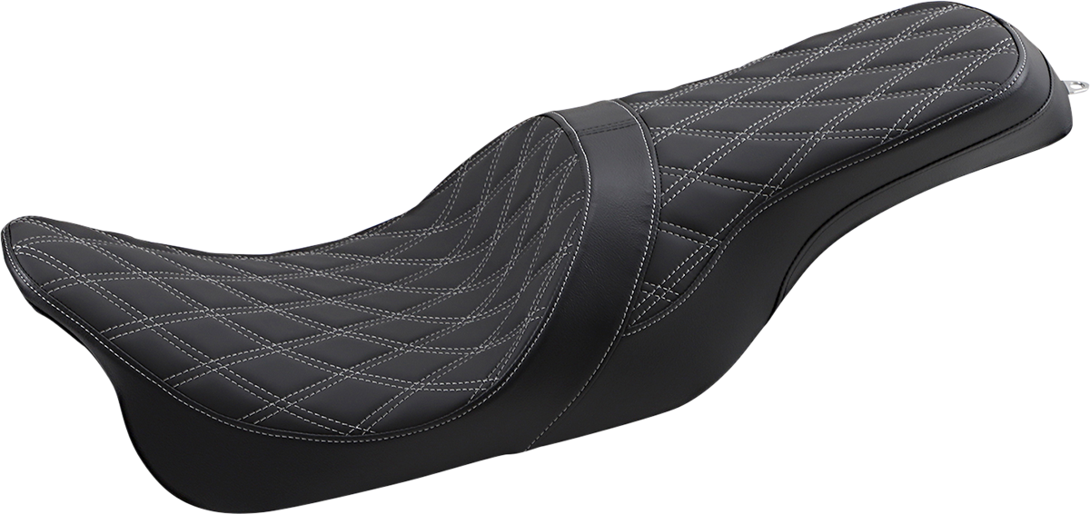 Forward Positioned Predator Seat - Forward Positioned Predator 2-Up Seat - Double Diamond - Silver Stitched - FL '08-'23 [0801-1266]