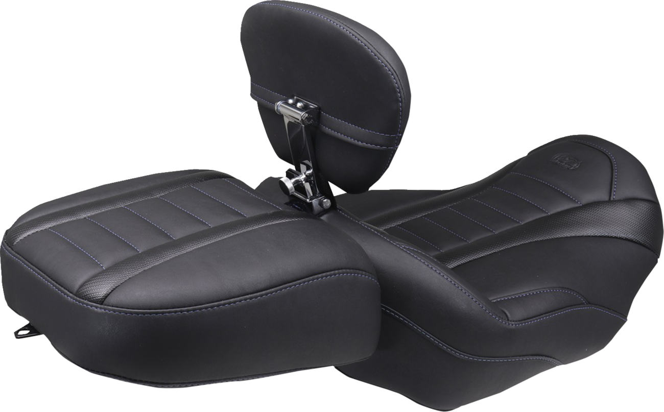 Deluxe Touring Solo Seat - w/ Backrest - Sky Blue Stitch - FLT/FLH '23-'25 [0801-2162] - Image 2