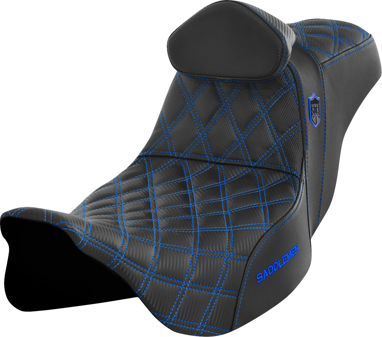 Pro Series SDC Performance Grip Seat - Pro Series SDC Performance Seat - w/ Backrest - Blue Stitch - FLH/FLT '08-'23 [0801-1662]