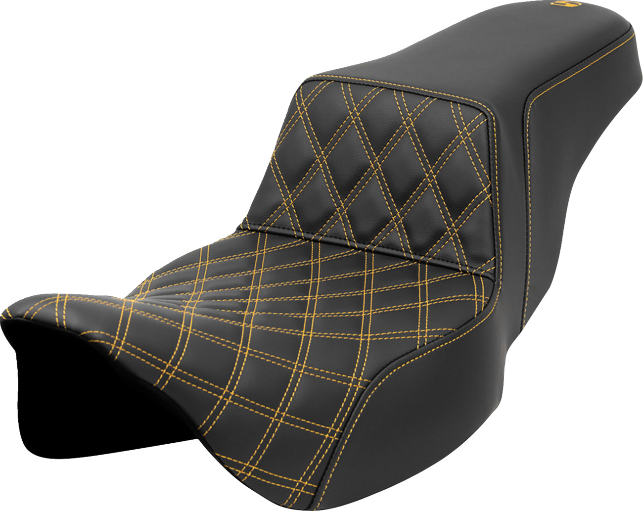 Lattice Stitch Step-Up Seat - Step-Up Seat - Front Lattice Stitch - Gold Stitch - Extended Reach - FLH/FLT '08-'23 [0801-1577]