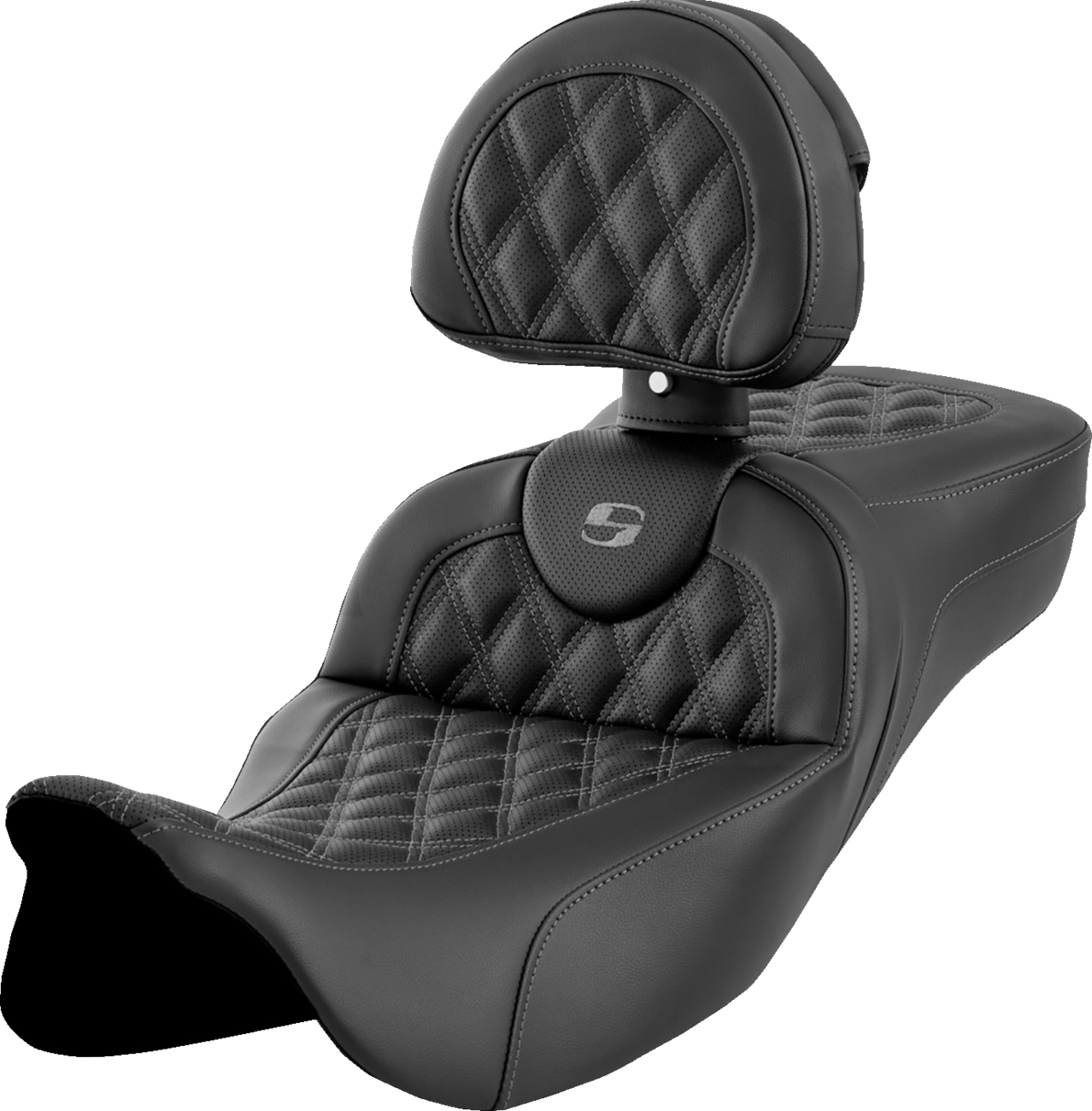 Roadsofa™ Extended Reach Seat - Lattice Stitch - Dark Gray Stitch - with Backrest - FL '08-'24 [0801-1620]