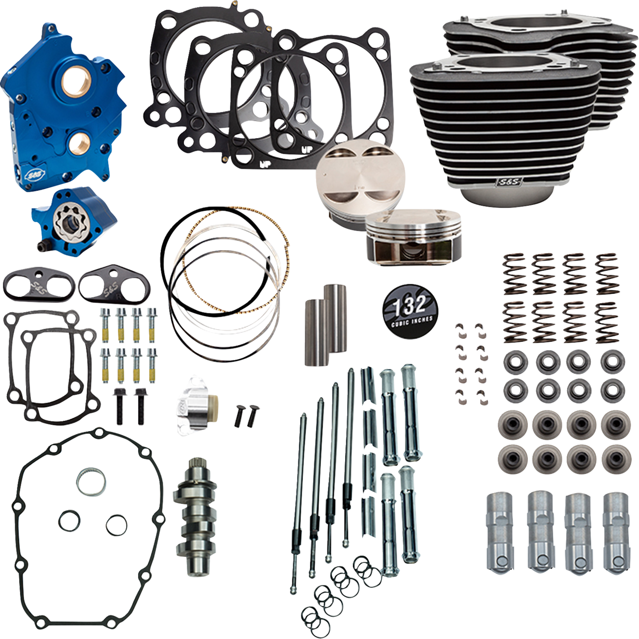 132" Power Package for M8 - 132" Power Pack - 550 Chain Drive - Oil Cooled - Wrinkle Black w/Highlight Fins - 114"/117" M8 [0904-0164]