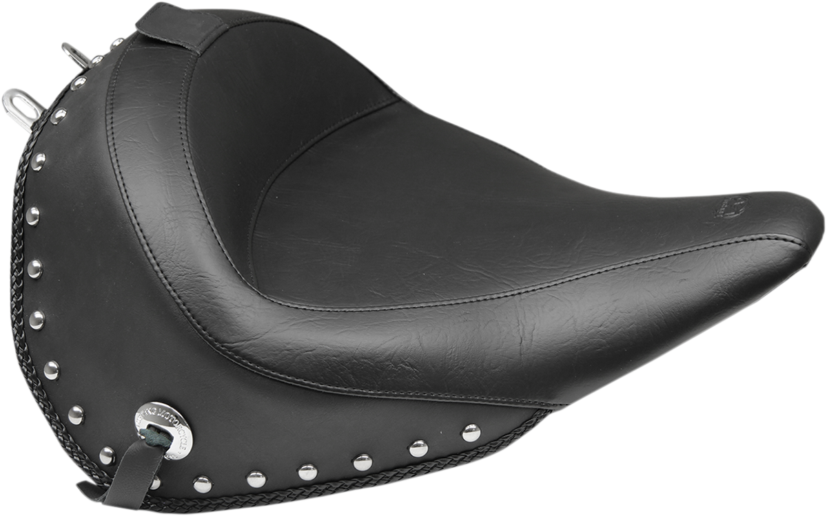 Wide Solo Seat with Removable Backrest - Wide Solo Seat - With Backrest - Black - Studded w/ Concho - FLSTC '16-'17 [0802-0898]
