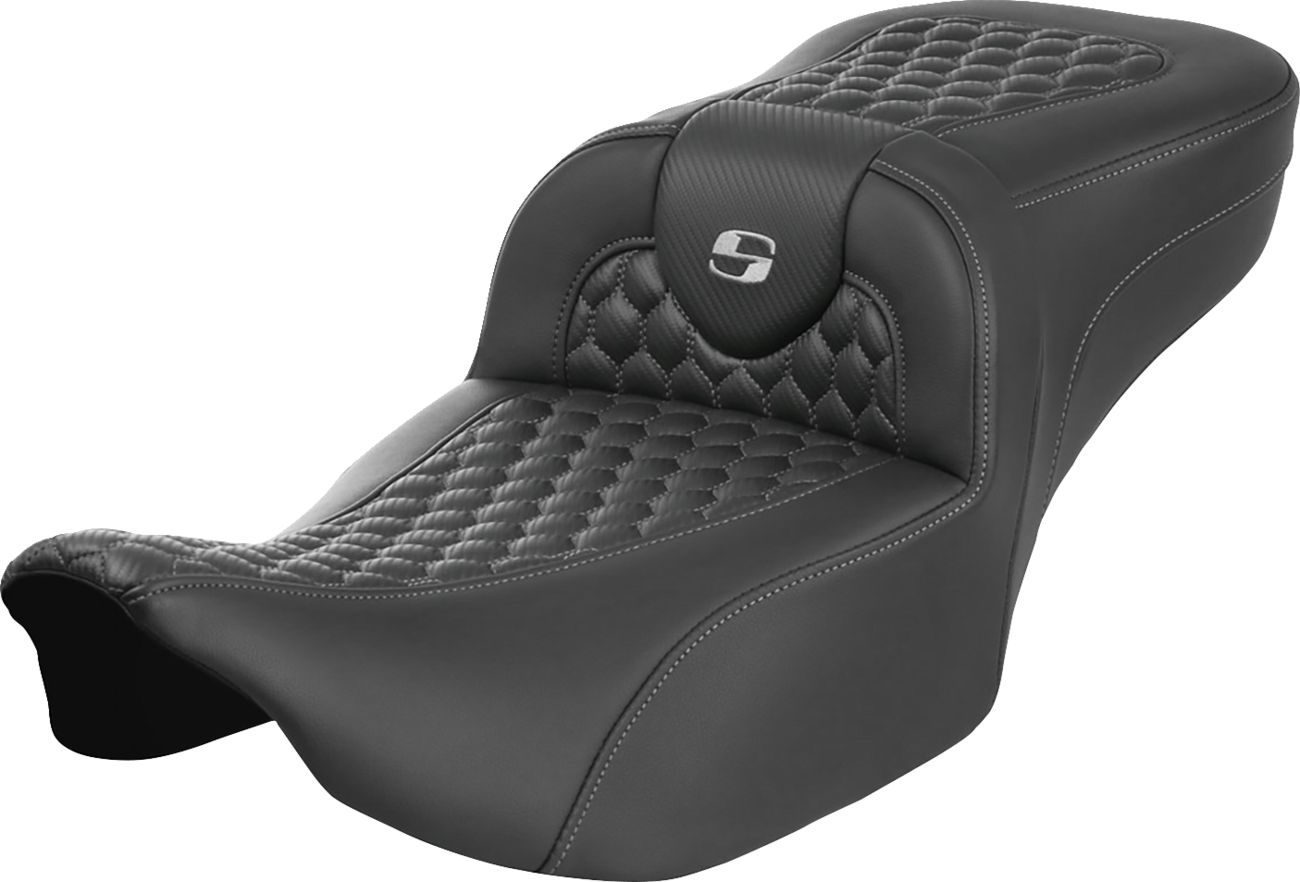 Roadsofa™ Extended Reach Seat - without Backrest - Honeycomb - Silver Stitch - FLTR/FLHX '23-'24 [0801-1760]
