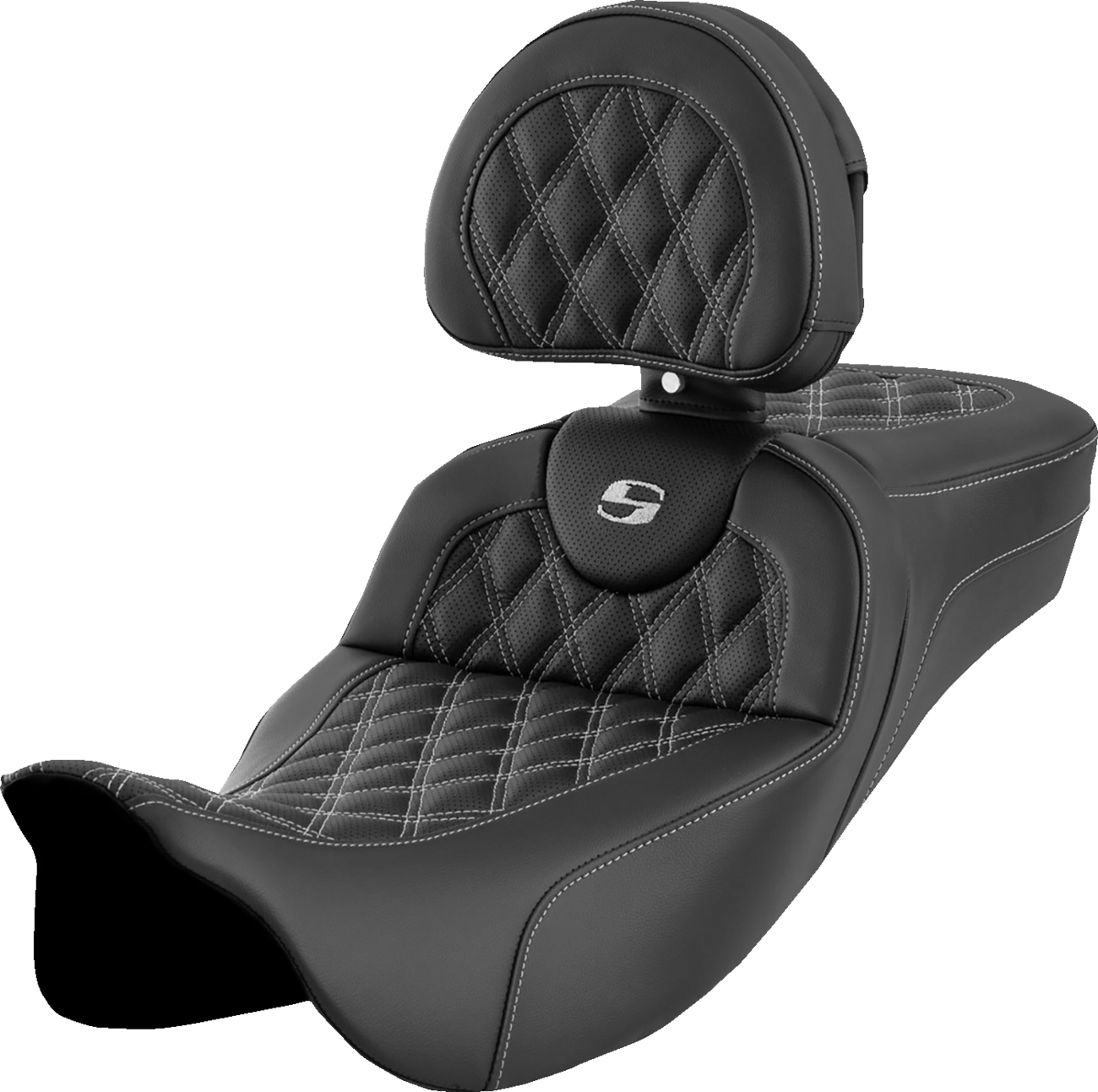 Roadsofa™ Extended Reach Seat - Lattice Stitch - Silver Stitch - with Backrest - FL '08-'24 [0801-1623]