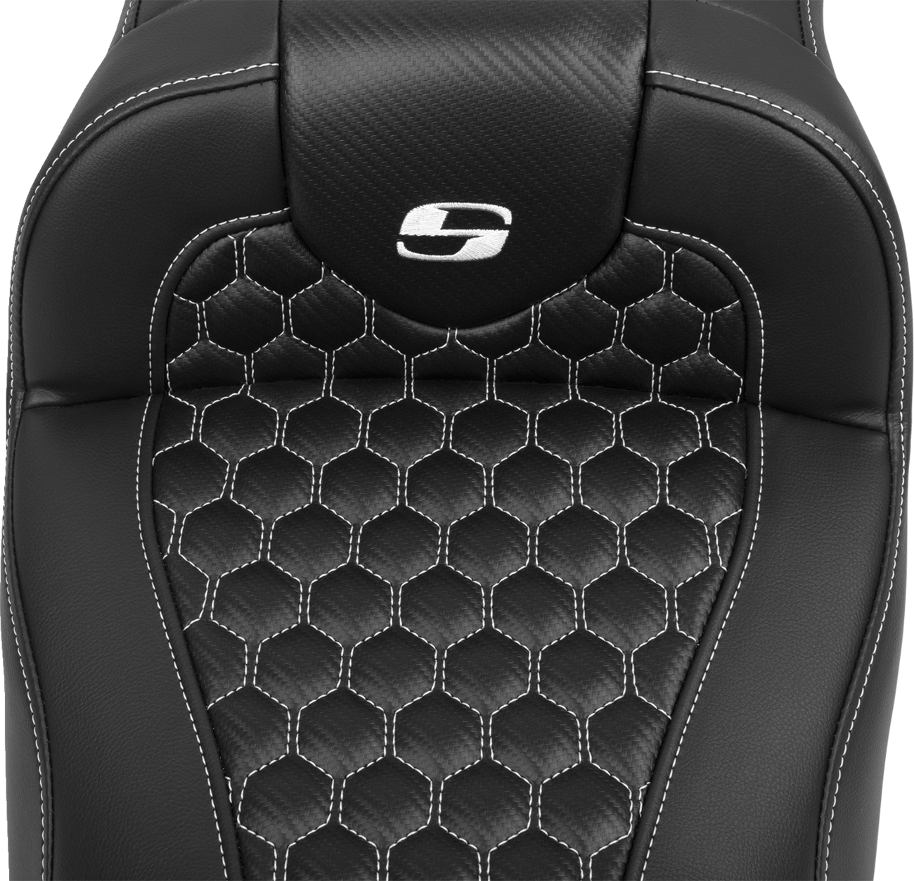 Roadsofa™ Extended Reach Seat - with Backrest - Honeycomb - White Stitch - FLTR/FLHX '23-'24 [0801-1768] - Image 4