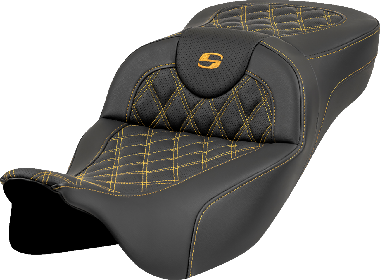 Roadsofa™ Extended Reach Seat - Lattice Stitch - Gold Stitch - without Backrest - FL '08-'23 [0801-1990]