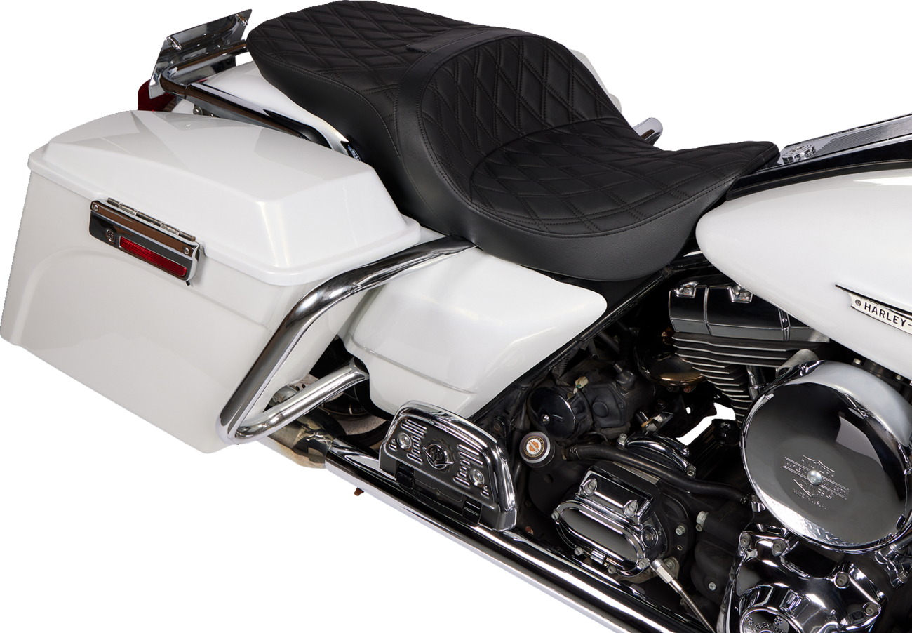 Freedom Touring Seat - Freedom Seat - Vinyl - Double Diamond Black Stitch - FLH '97-'07 [0801-1504] - Image 4