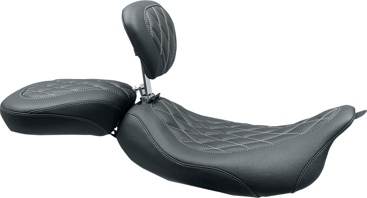 Wide Tripper™ Solo Seat With Removable Driver Backrest - Wide Tripper™ Solo Seat - w/ Drivers Backrest - Black w/ Gun Metal Stitching - FL '08-'25 [0801-1379] - Image 2