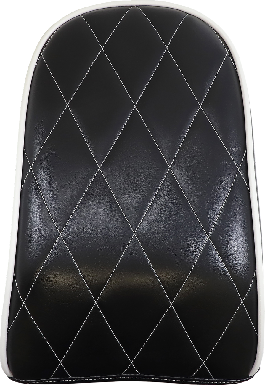 Bare Bones Series Pillion Pad — Diamond Stitch/White Piping - Bare Bones Pillion Pad - Diamond - Black w/ White Stitch - FL/FX '18-'22 [0802-1485]