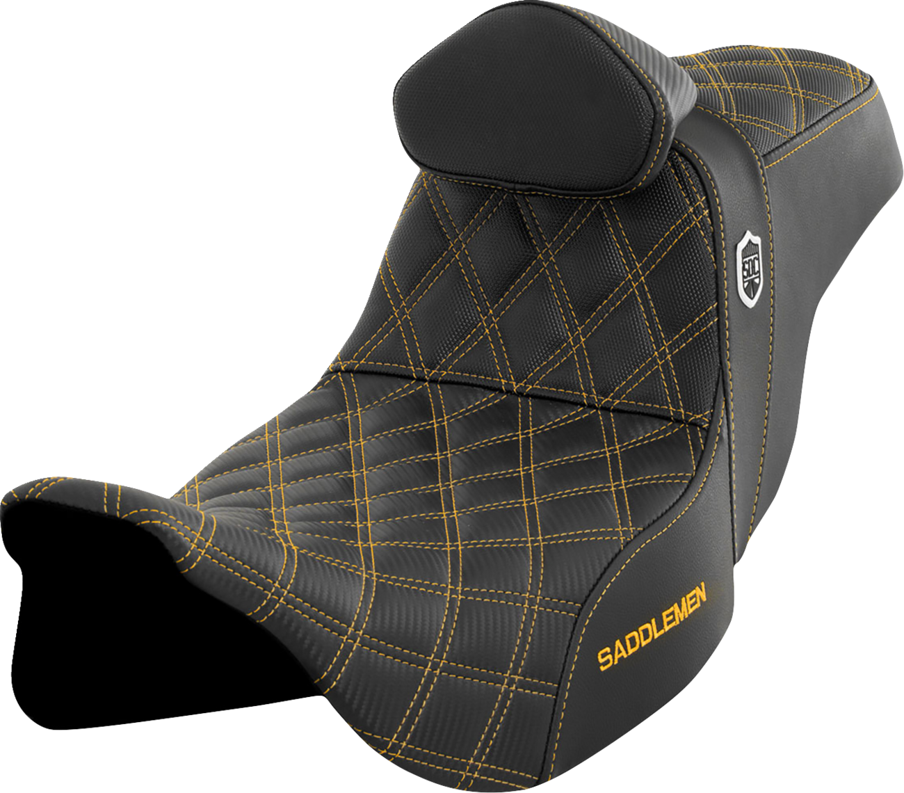 Pro Series SDC Performance Grip Seat - Pro Series SDC Performance Seat - w/ Backrest - Gold Stitch - FLH/FLT '08-'25 [0801-1663]