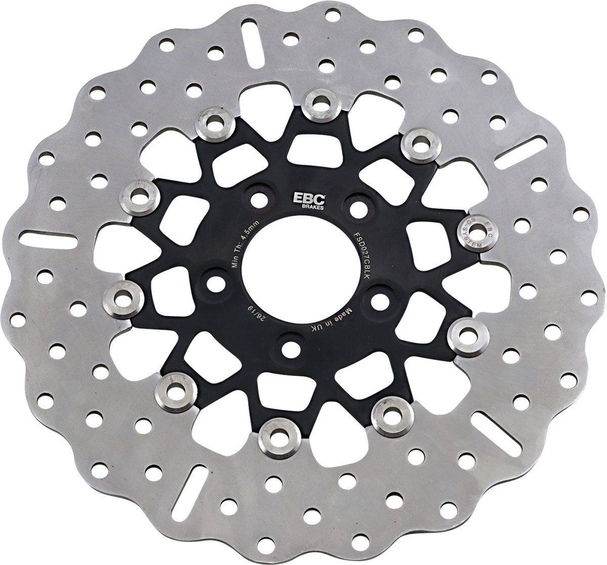 FSD Series Stainless Steel Front Brake Rotor for Big Twins - Brake Rotor - Black Carrier [1710-3086]