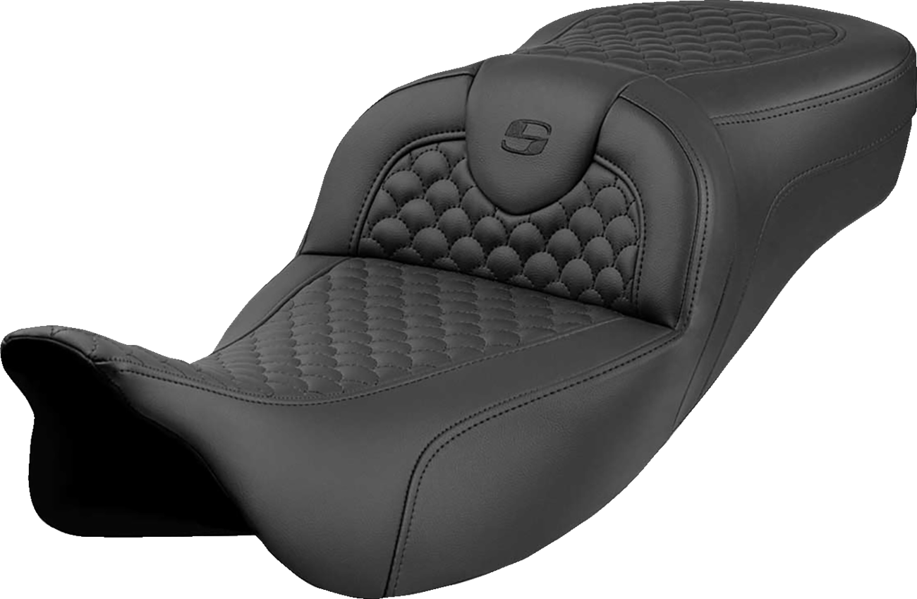 Dragon Scale Stitch RoadSofa™ Seat - Roadsofa™ Extended Reach Seat - Dragon Scale Stitch - Black Stitch - w/o Backrest - FLH/FLT '08-'24 [0801-2093]