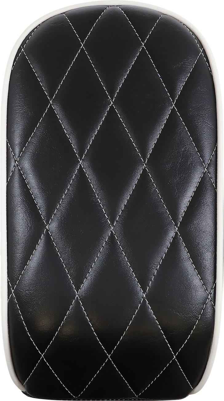 Bare Bones Series Pillion Pad — Diamond Stitch/White Piping - Bare Bones Pillion Pad - White Diamond - Black - FL/FX '18-'24 [0802-1479]