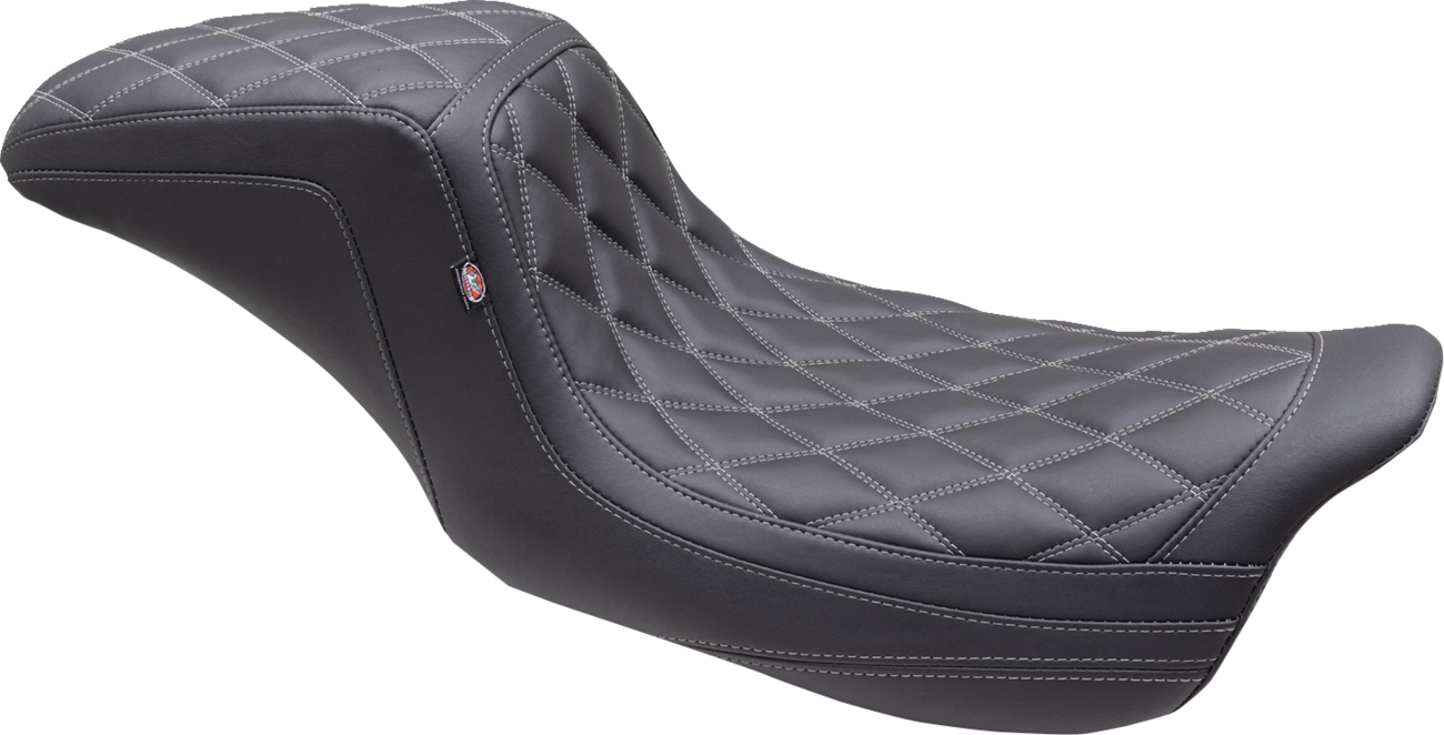 Double Diamond Squareback Seat - One Piece 2-Up Squareback Seat - Double Diamond - Gun Metal Stitch - FL '08-'25 [0801-1672]