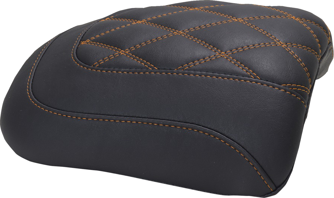 Padded Passenger Seat Cowl - Double Diamond - Mandarin Orange Stitch - FLT/FLH '23-'25 [0801-2111]