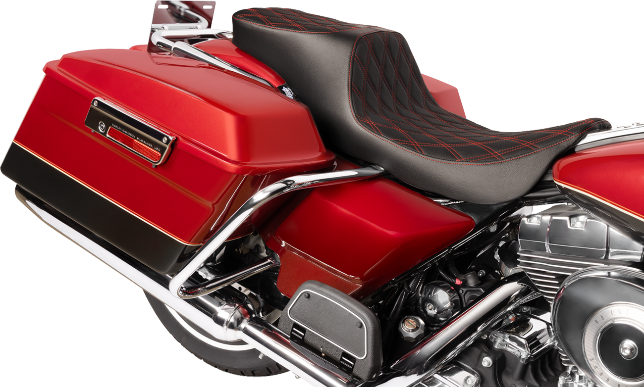 Performance Predator 2-Up Seat - Predator 2-Up Seat - Vinyl - Double Diamond - Red Stitching - w/o Backrest - FL '97-'07 [0801-1998] - Image 3