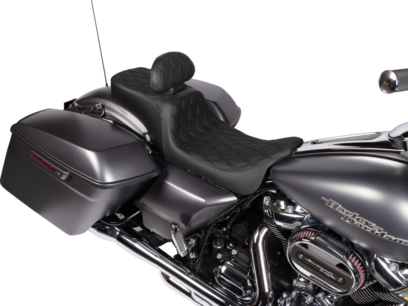 Performance Predator 2-Up Seat - Predator 2-Up Seat - Vinyl - Double Diamond - w/o Backrest - FLH/FLTR '08-'23 [0801-1500] - Image 2
