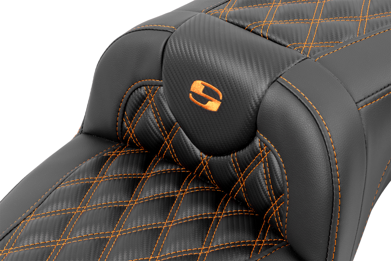 Roadsofa™ Extended Reach Seat - with Backrest - Lattice Stitch - Orange Stitch - FLTR/FLHX '23-'24 [0801-1804] - Image 3