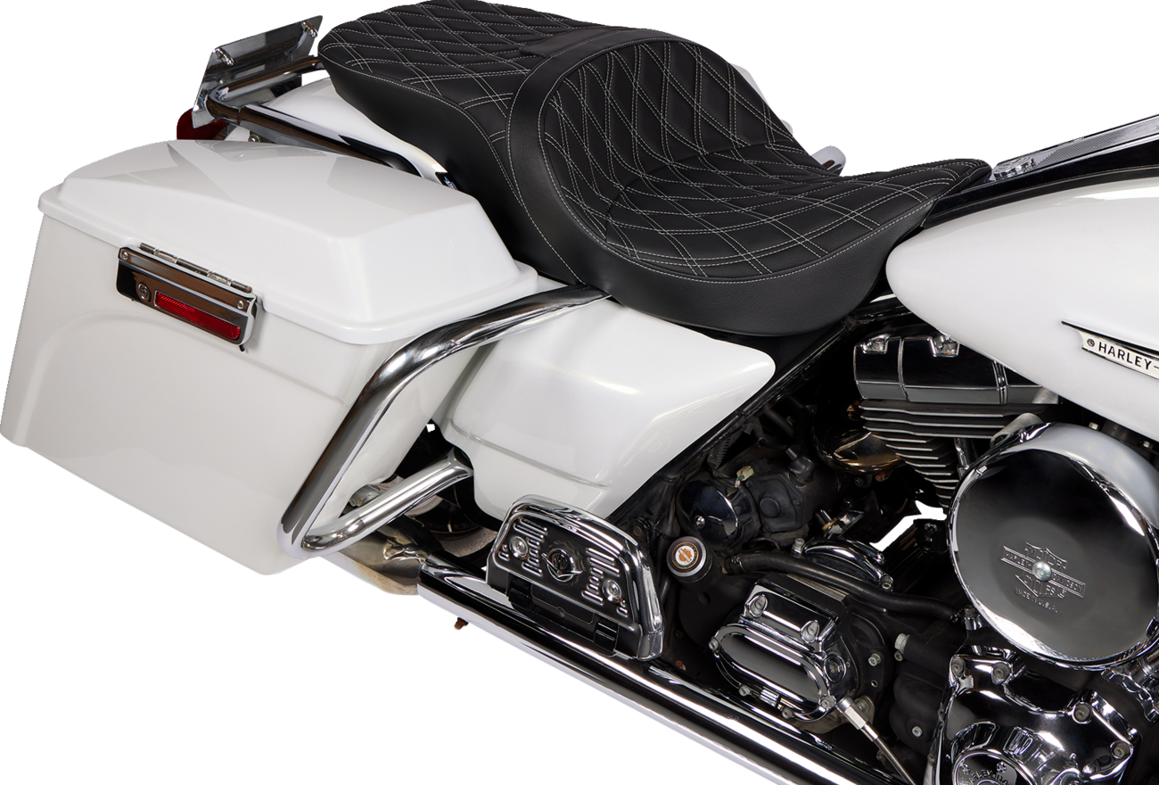 Freedom Touring Seat - Freedom Seat - Vinyl - Double Diamond Silver Stitch - FLH '97-'07 [0801-1506] - Image 3